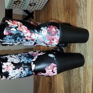 Bottes Femme Just Fab 'Lane Floral' - Taille US 9.5 - Talons Hauts - Noires - Neuf Avec Boîte